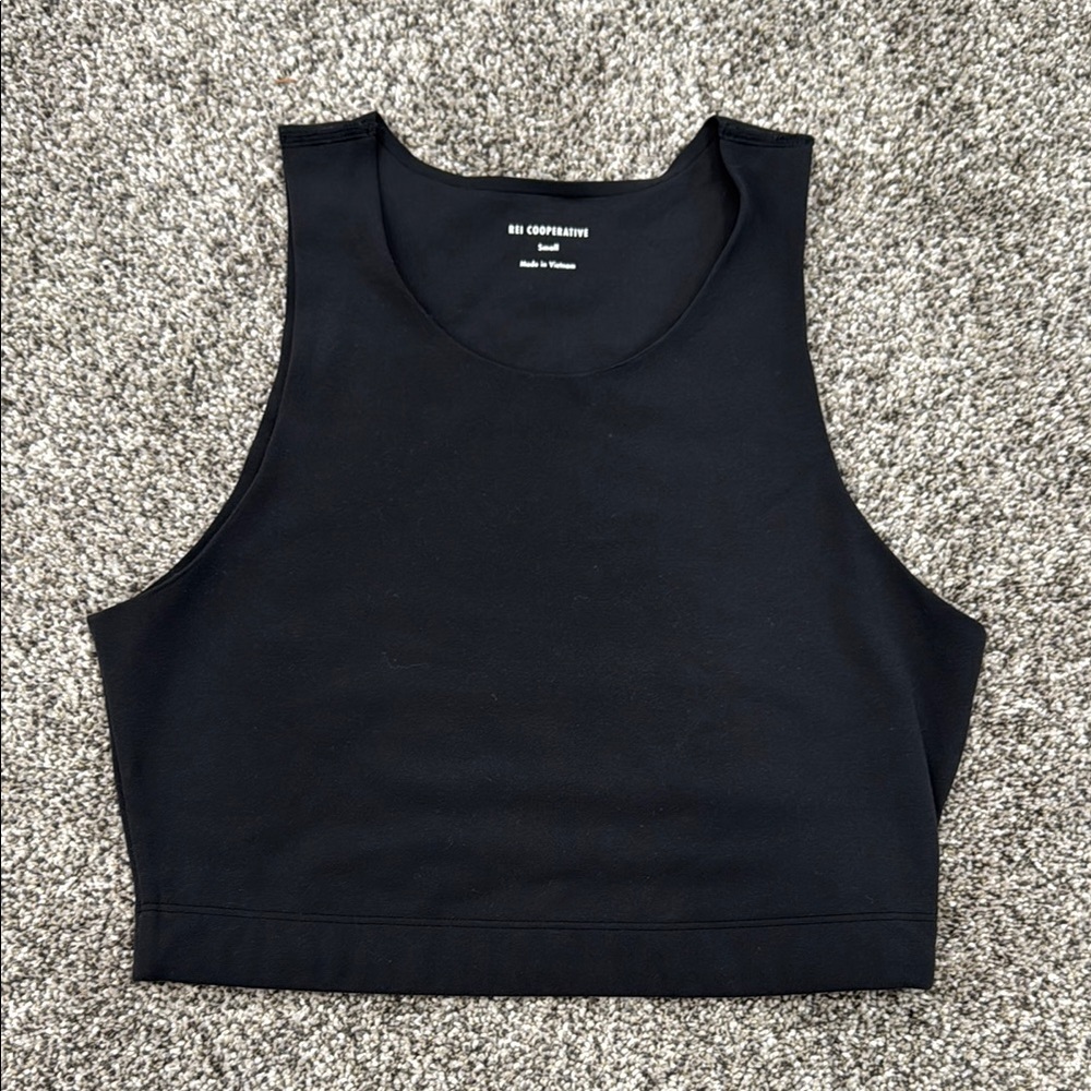 REI Cropped Black Tank Top ~ Women’s Size Small